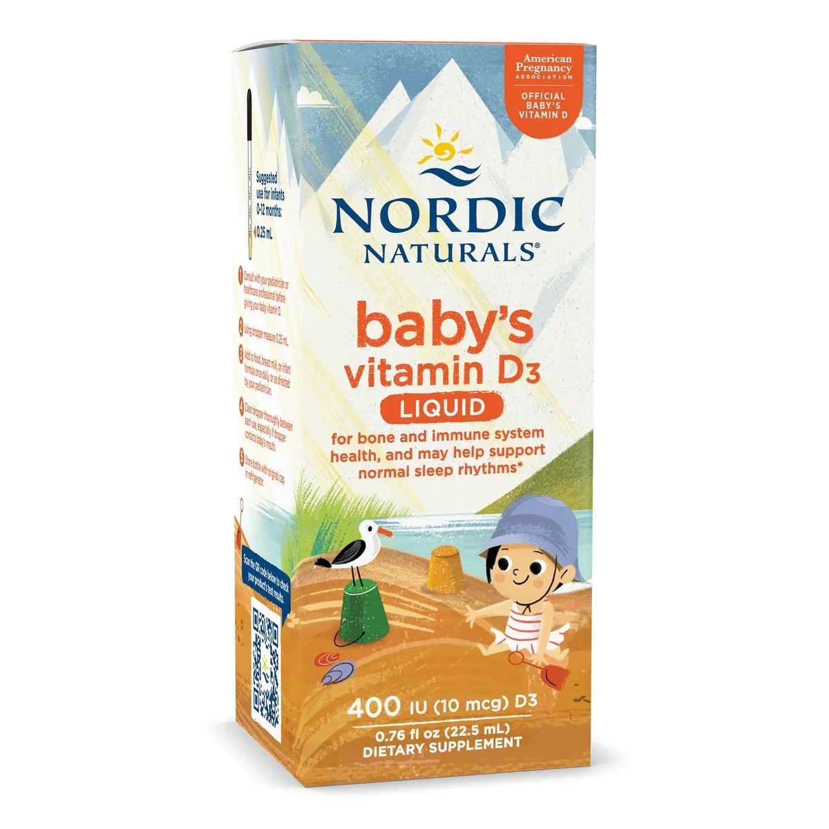 Nordic Naturals Babys Vitamin D3 400 IU 挪威小鱼VD3滴剂 22.5ml【保质期2027/12】